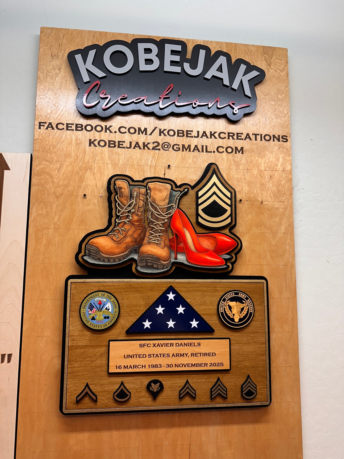 Retirement Plaque with Flag & Ranks