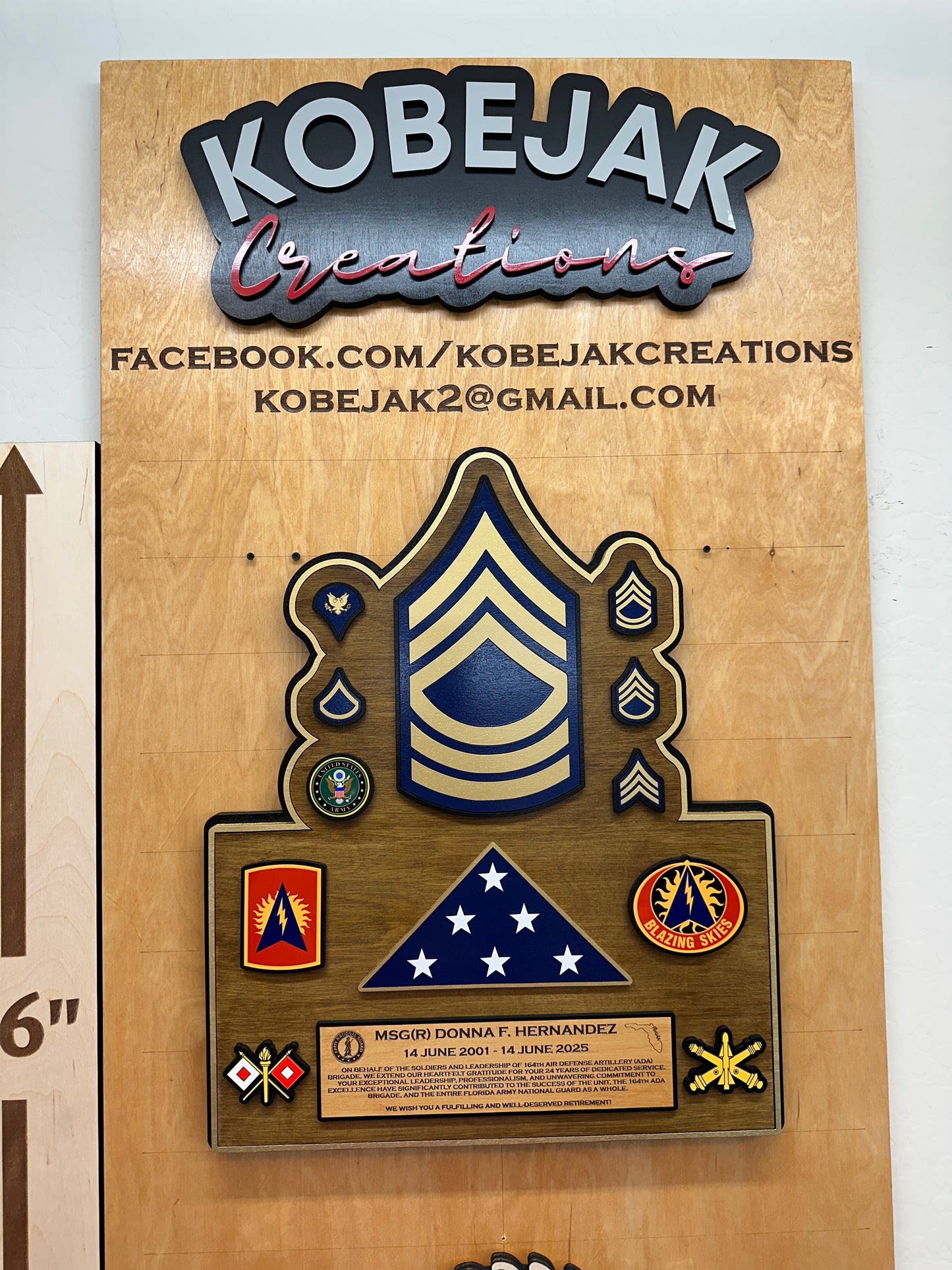 Retirement Plaque with Flag & Ranks