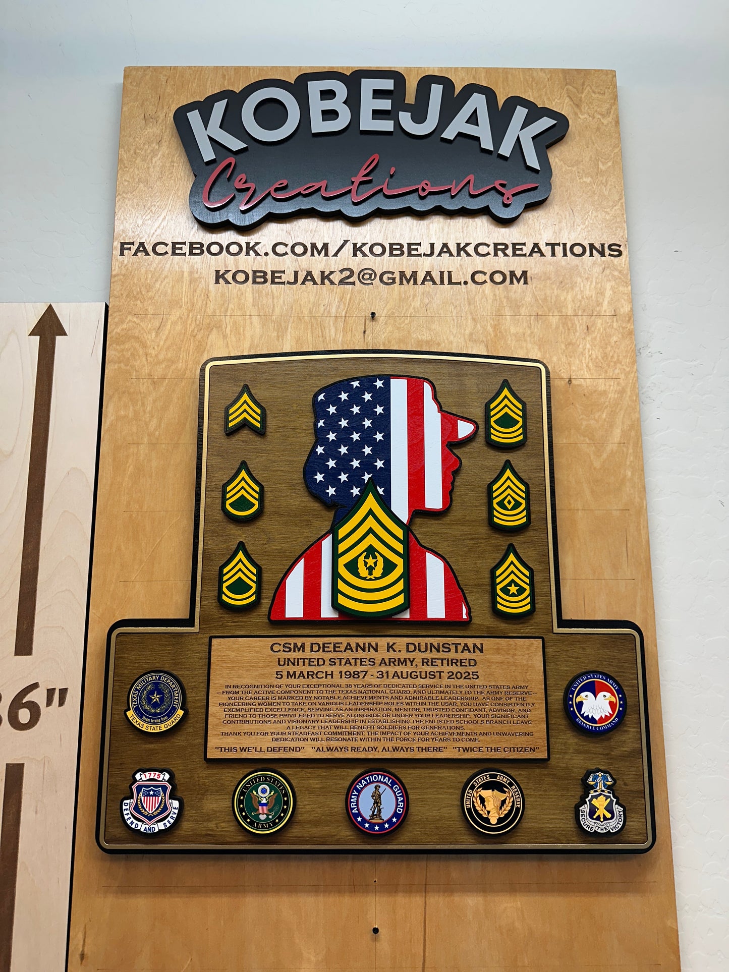 Retirement Plaque with Flag & Ranks
