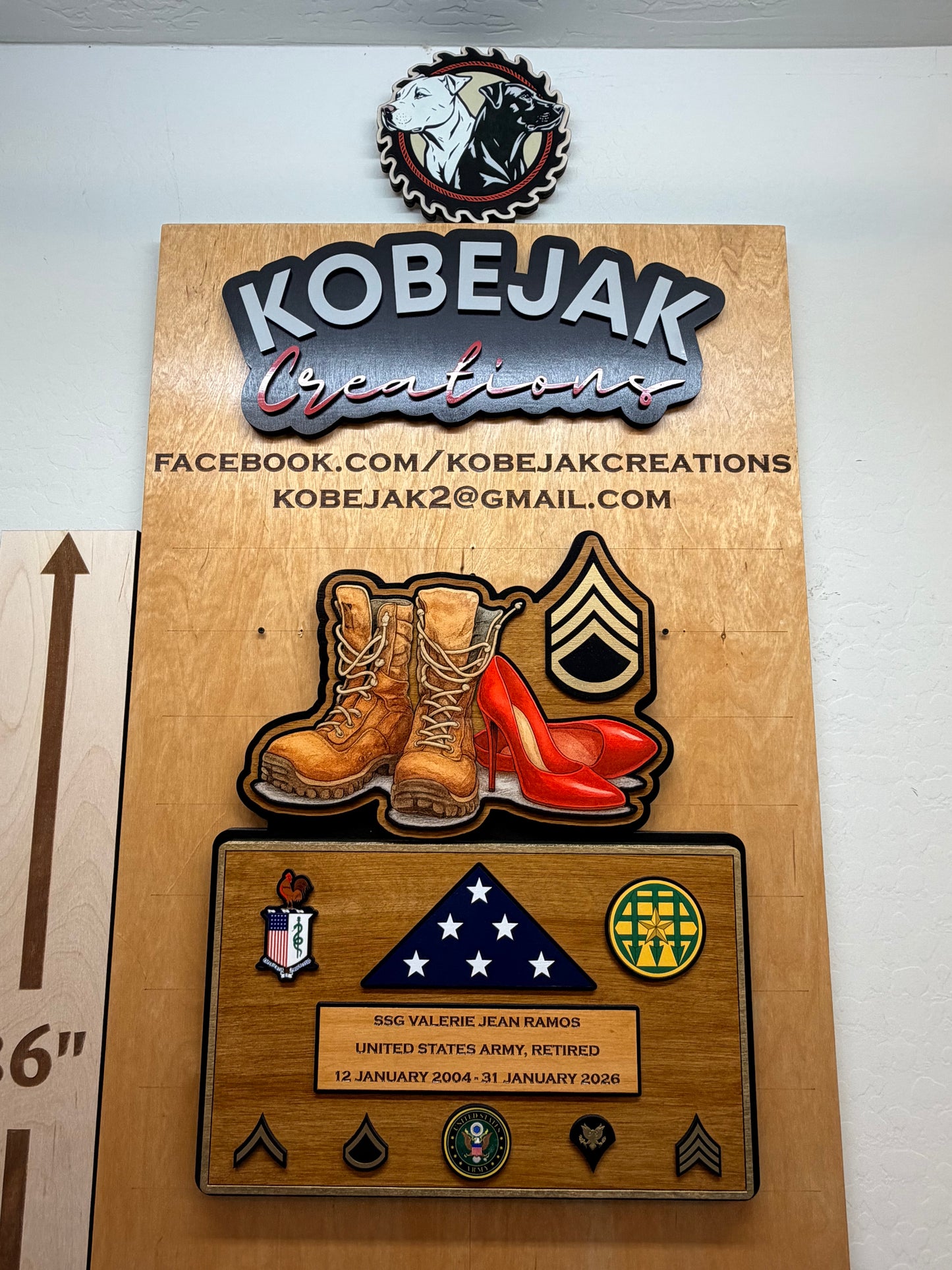 Retirement Plaque with Flag & Ranks