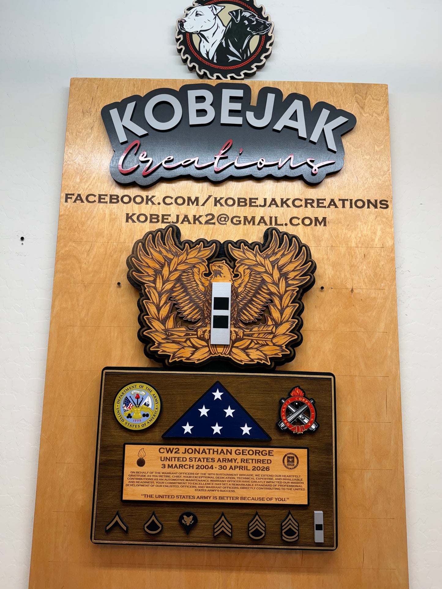 Retirement Plaque with Flag & Ranks