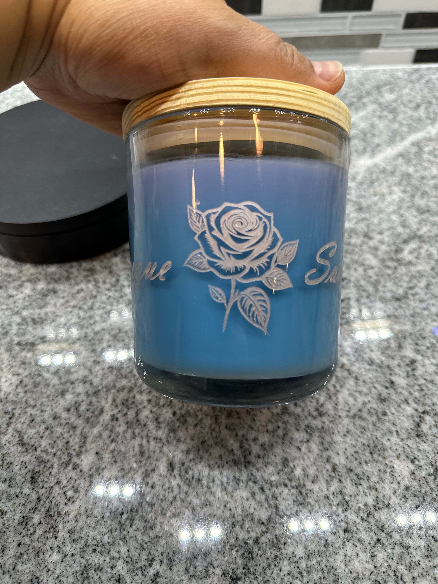 Laser-Engraved Candle with Wood Lid