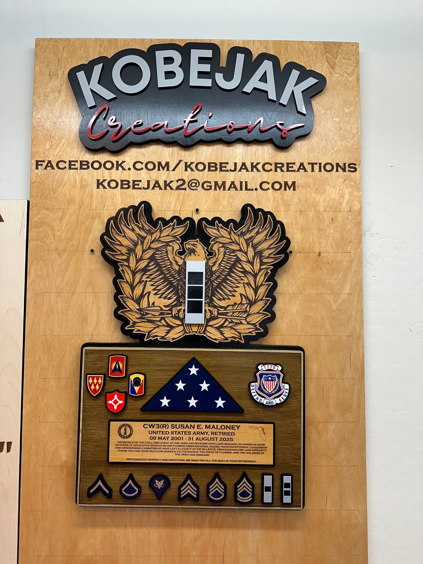 Retirement Plaque with Flag & Ranks