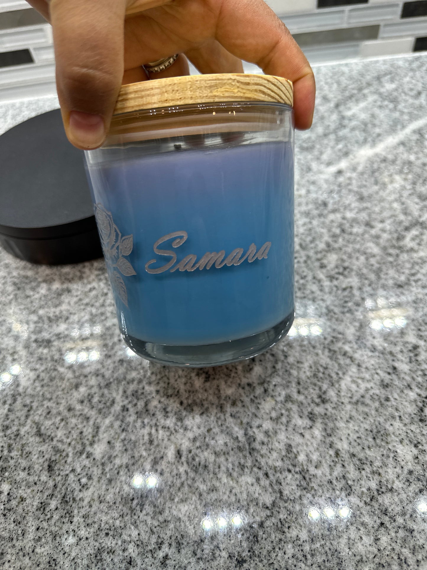 Personalized Laser-Engraved Candle with Wood Lid