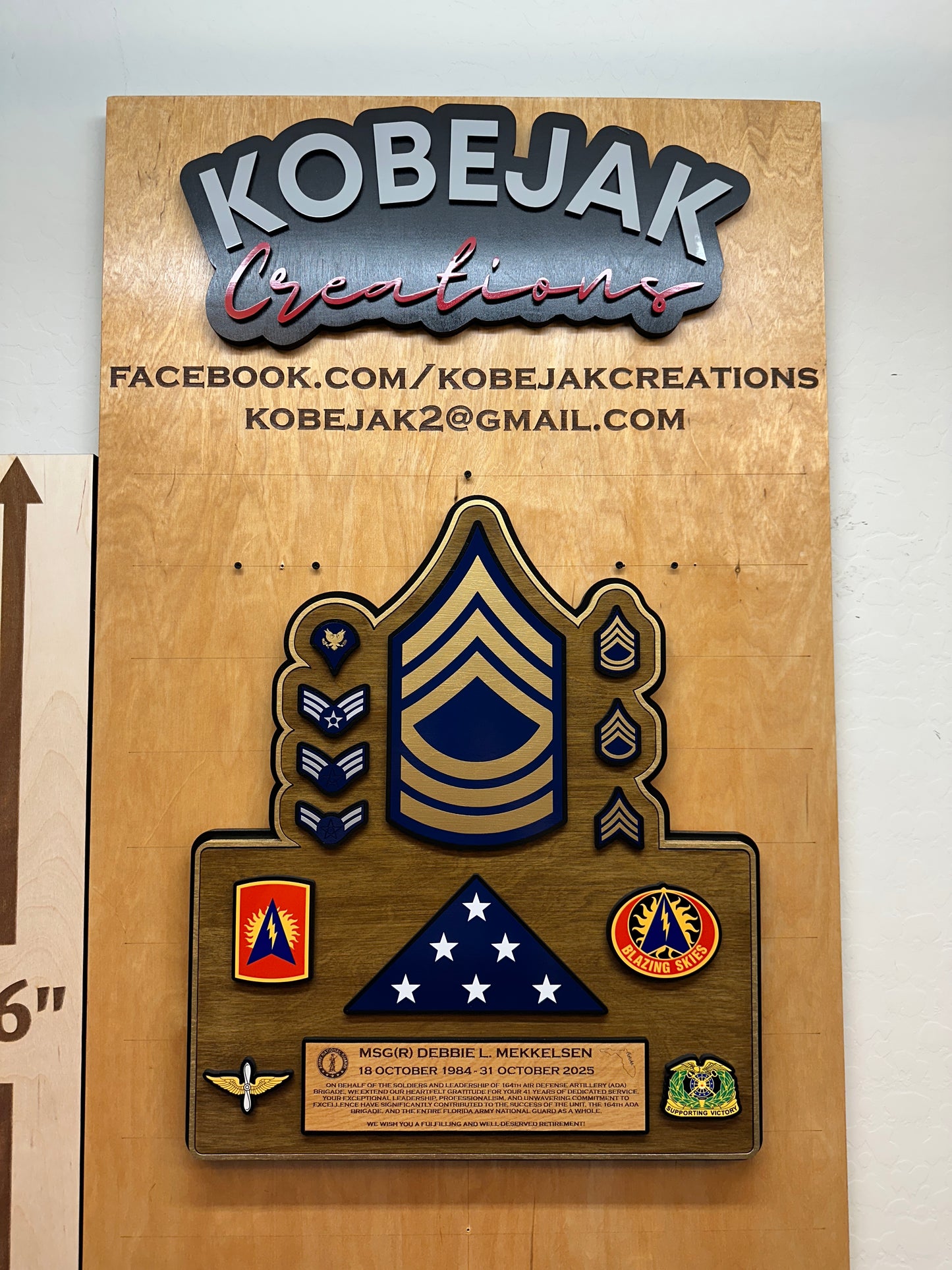Retirement Plaque with Flag & Ranks