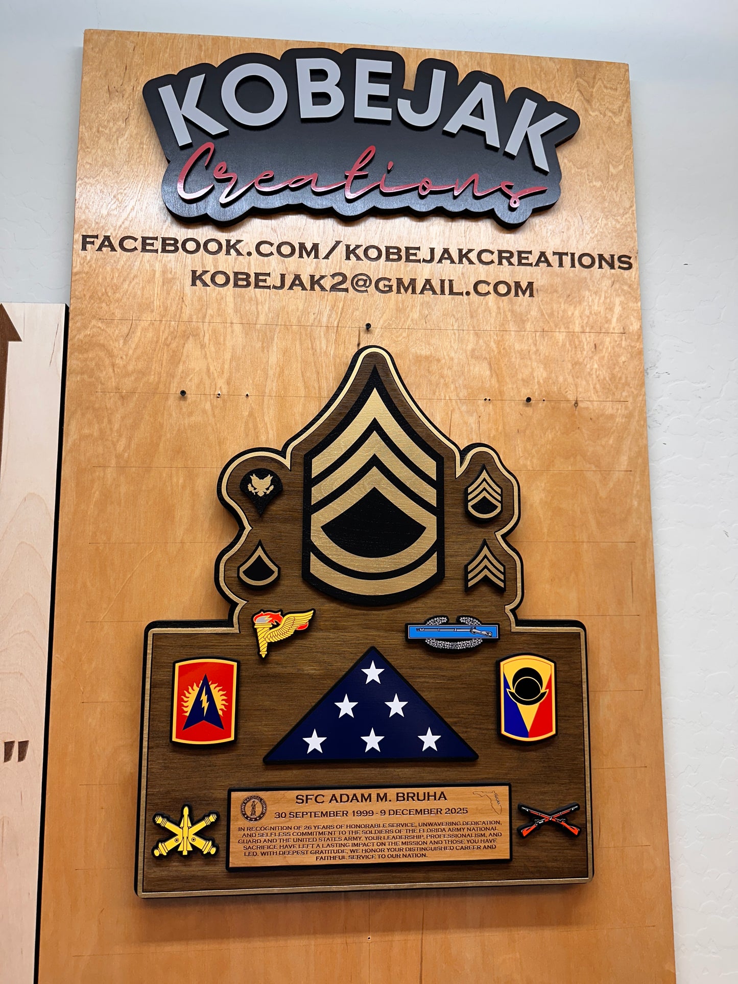 Retirement Plaque with Flag & Ranks