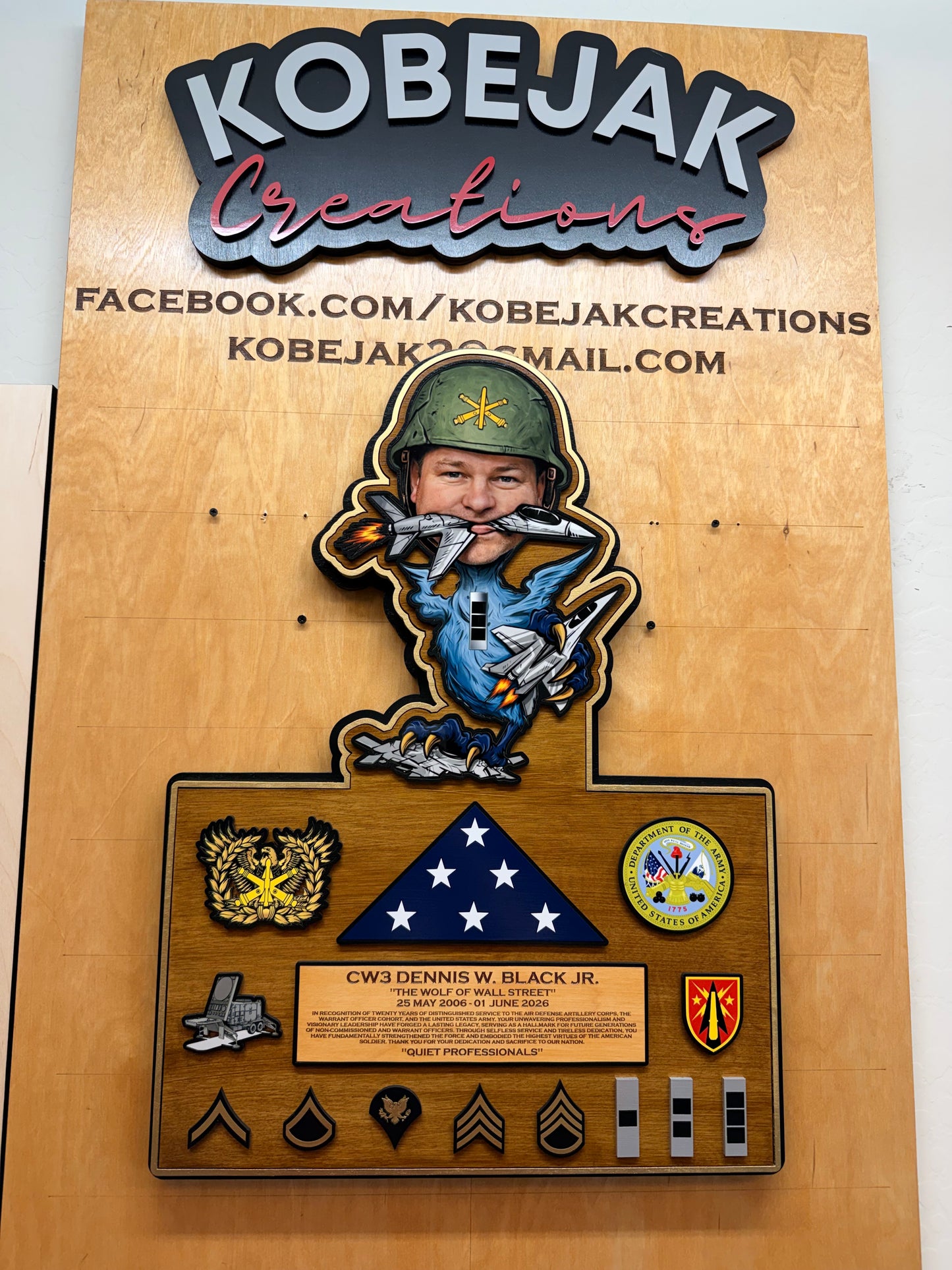 Retirement Plaque with Flag & Ranks