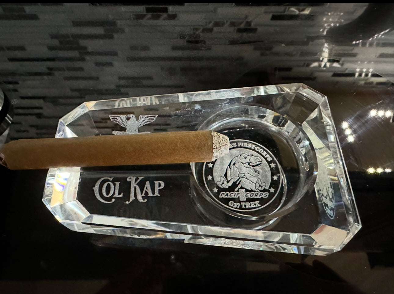 Cigar Ashtray, Crystal Glass Cigarette Holder