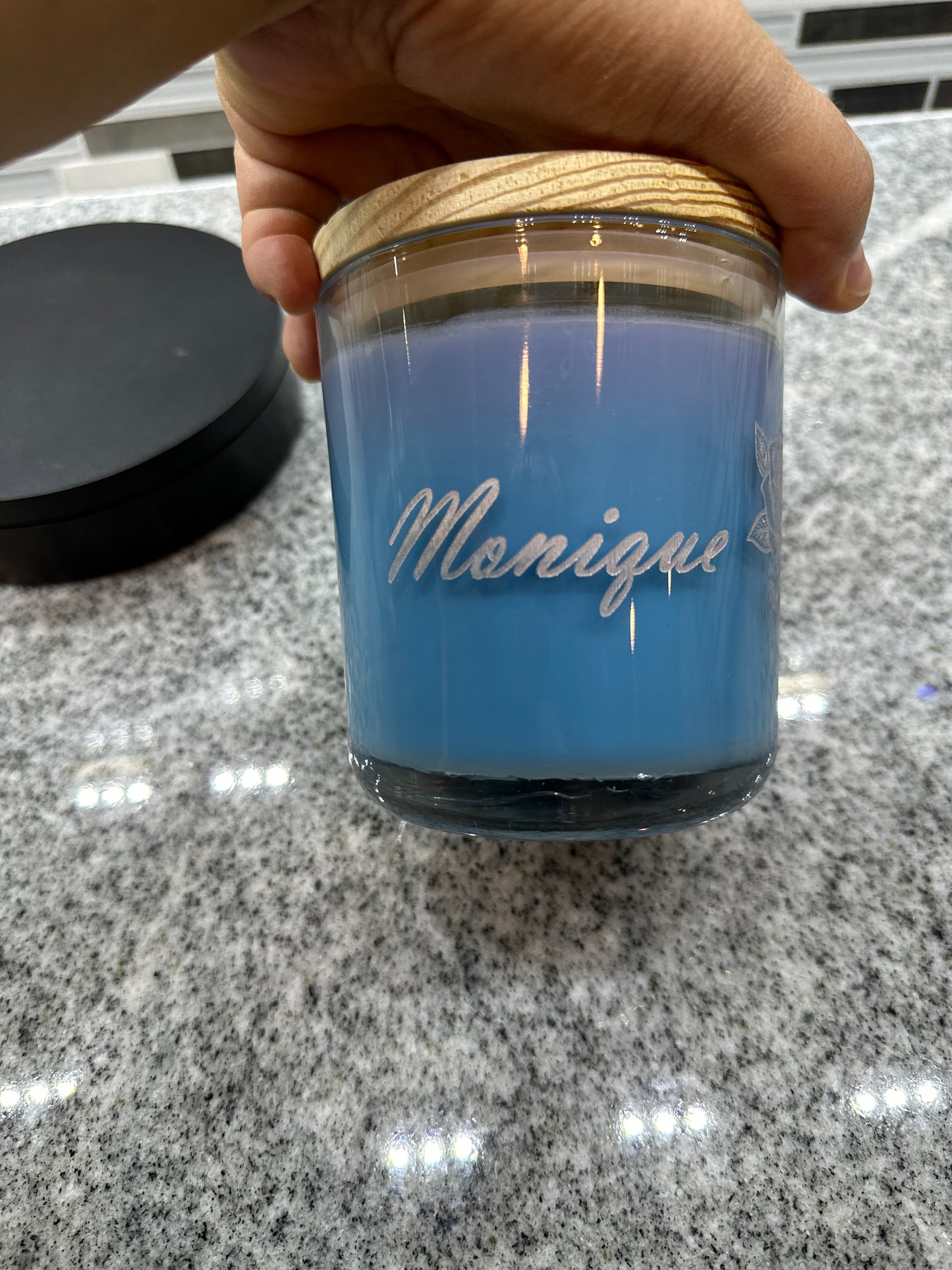 Personalized Laser-Engraved Candle with Wood Lid
