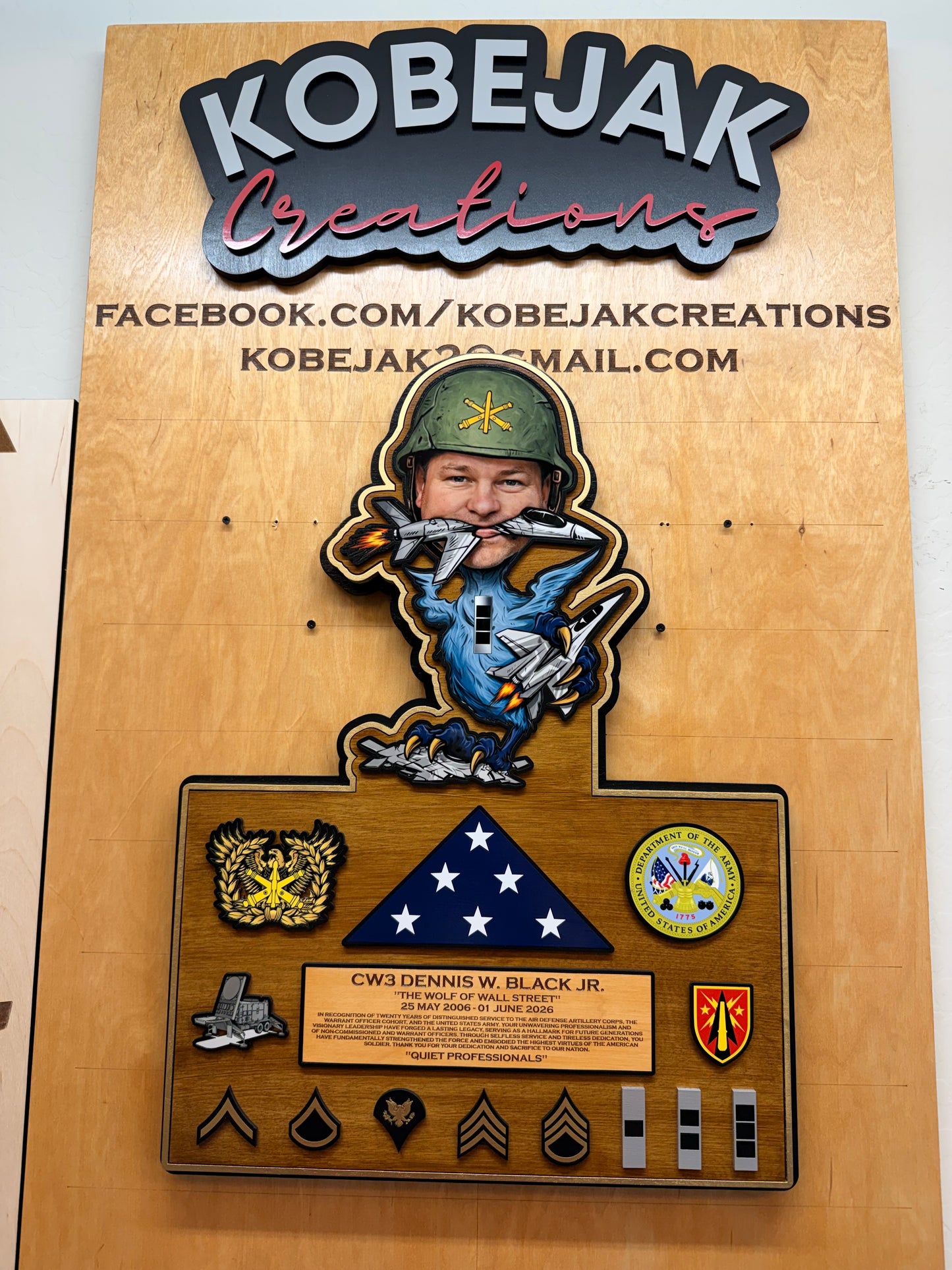 Retirement Plaque with Flag & Ranks