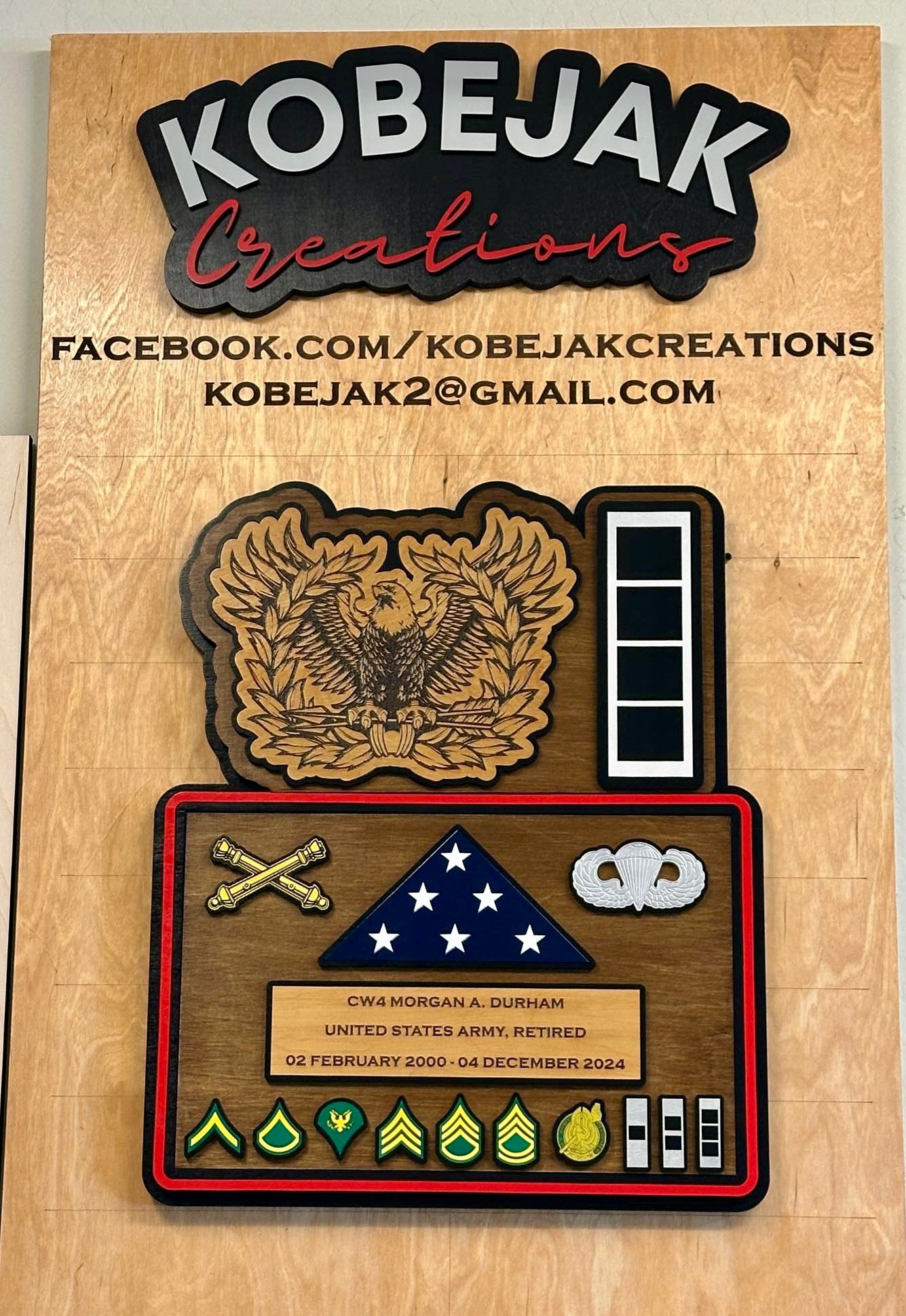 Retirement Plaque with Wooden Flag & Ranks